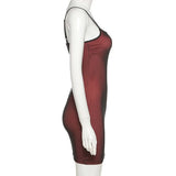 Women's Mesh Double-Layer Halter Bodycon Mini Dress