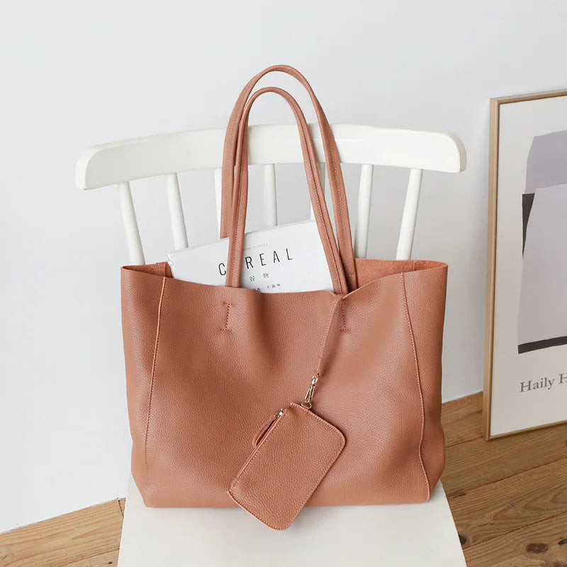Bag Women 2022 New Summer Genuine Leather Tote Female Casual Fashion Simple Underarm Shoulder Bag Large Capacity Shopper Handbag