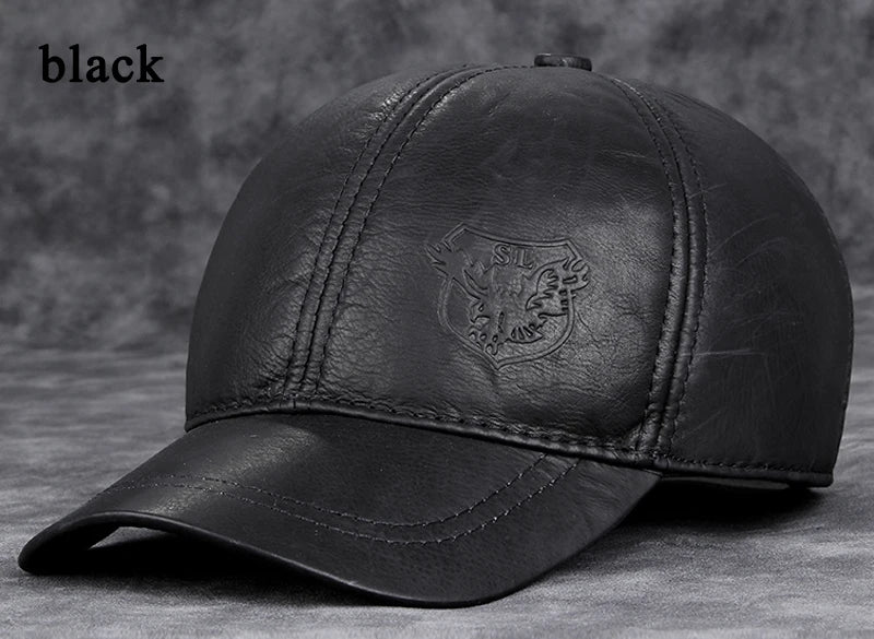 Men's Genuine Leather Baseball Cap | Eagle Print