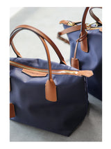 Zipper Tote Bags For Women Nylon With Real Leather Handbag High Quality Single Shoulder Bag