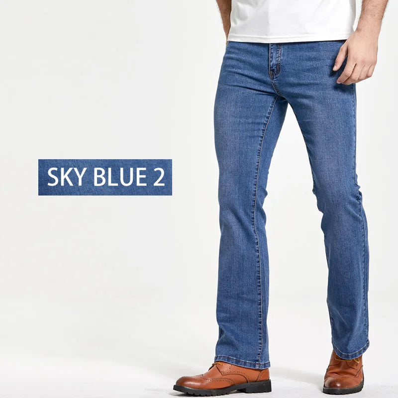 Men's Stretch Bootcut Jeans | Slim Flare Denim Trousers