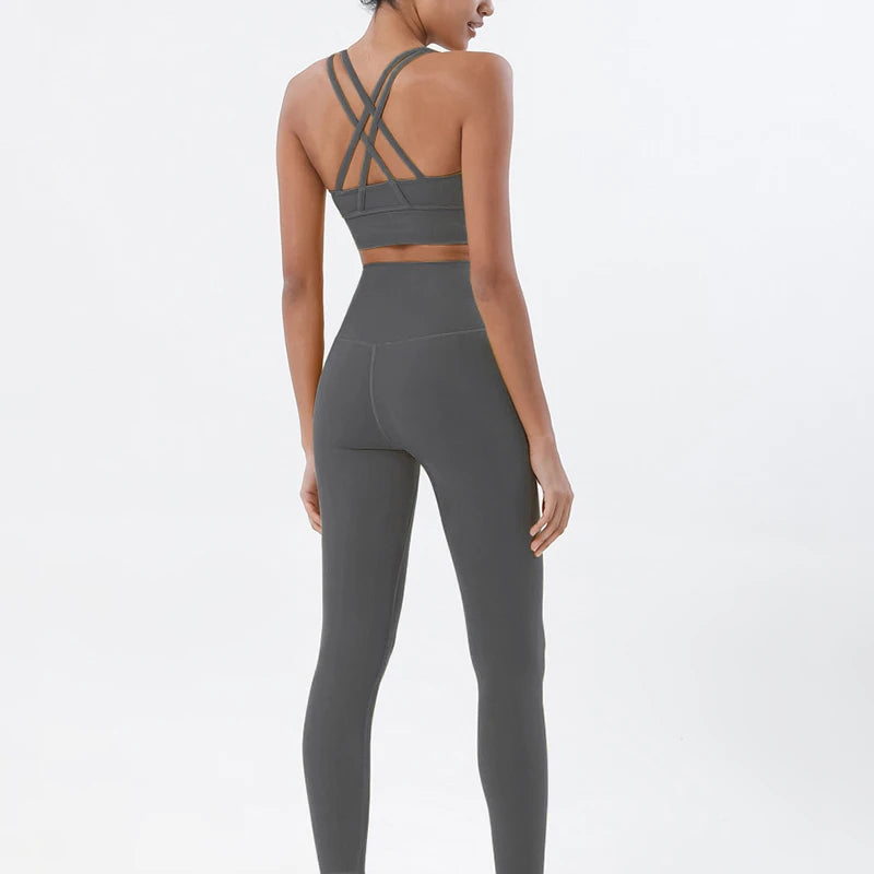 Women's Yoga Set with Sports Bra & High-Waist Leggings