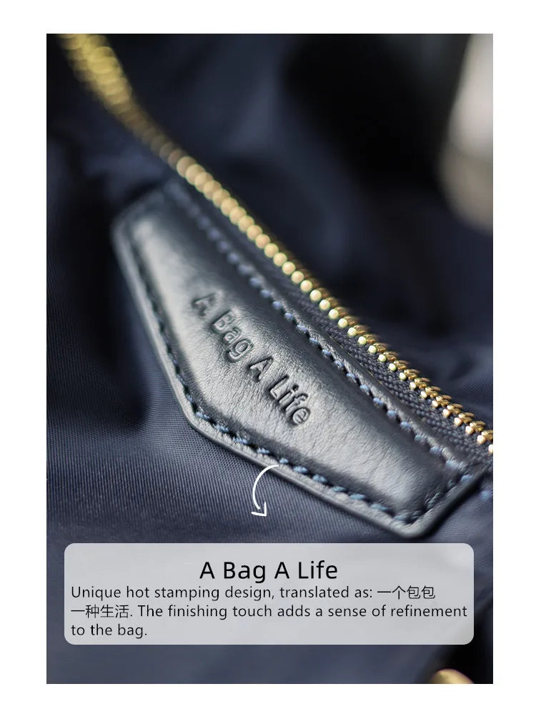 Lightweight Nylon Matching Genuine Leather Crossbody Bag High Quality Single Shoulder Bags Fashion Pleated Messenger Purses