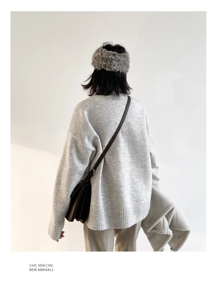Women's Relaxed Mock Neck Knit Sweater
