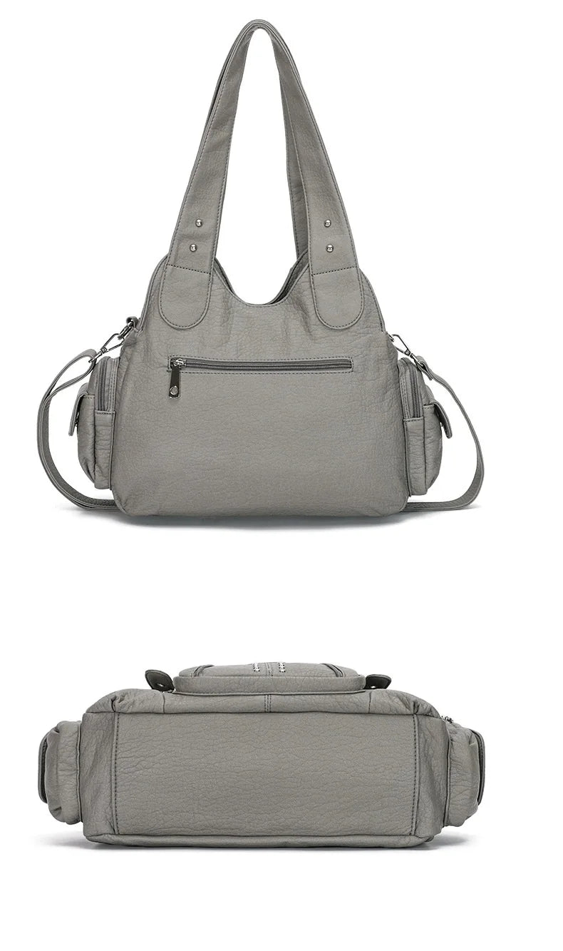 Vintage Bag Women Fashion Handbags PU Leather Shoulder Bags Female Satchel Big-capacity Shoulder Purse Bag Bolsa Feminina
