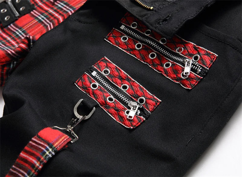 Men's Punk Patchwork Slim Denim Jeans