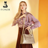 FOXER Brand Cowhide Leather Women's Shoulder Bag Female Split Leather Handbag Fashion Lady Tote Large Capacity Top Handle Bag