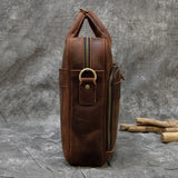 Men Briefcase Genuine Leather Laptop Bag 14 15.6" PC Doctor Lawyer Computer Bag Cowhide Male Briefcase Leather Men Business Bag
