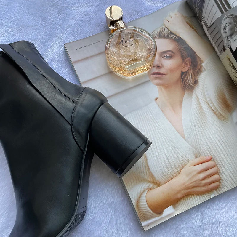 Luxury Leather Tabi Split Toe Ankle Boots - Women's High Heel