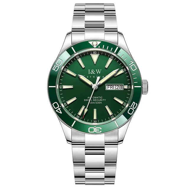 CARNIVAL Dive Watch Luxury Stainless Steel Sport Automatic Mechanical Wristwatch 100M Waterproof NH36 Clock for Men Reloj Hombre