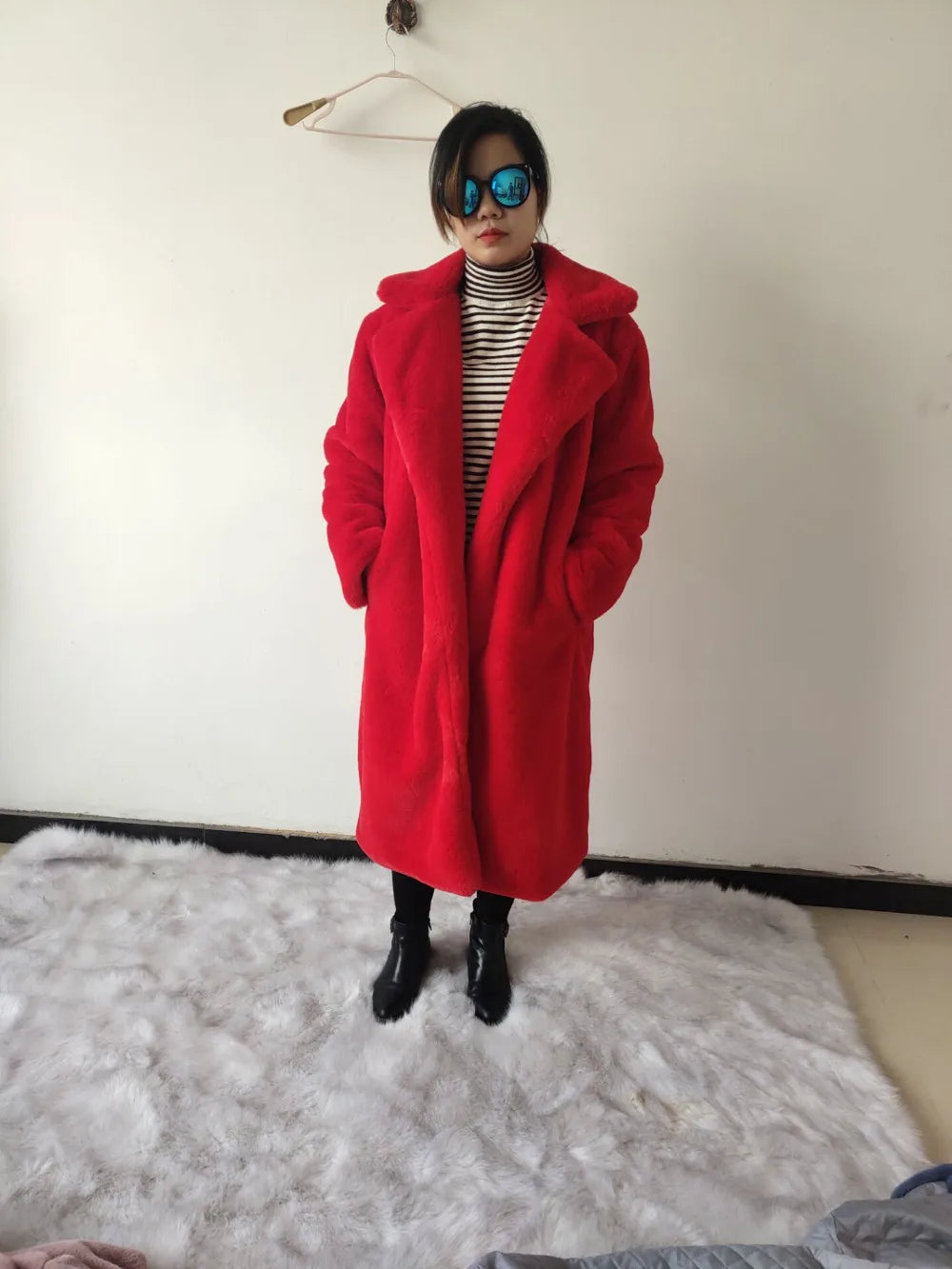 Luxury Faux Rabbit Fur Winter Overcoat