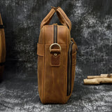 Men Briefcase Genuine Leather Laptop Bag 14 15.6" PC Doctor Lawyer Computer Bag Cowhide Male Briefcase Leather Men Business Bag