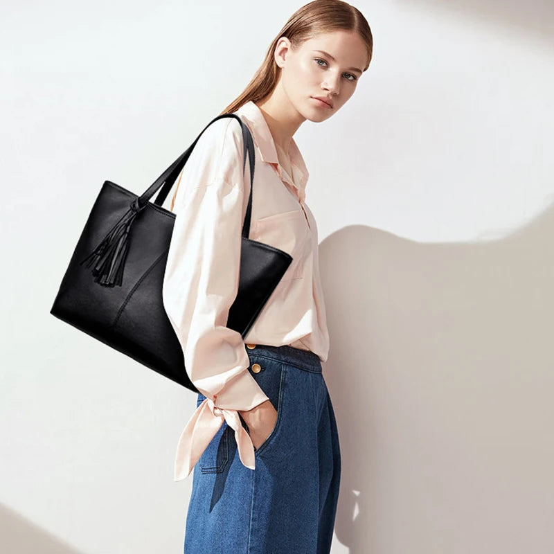Women's Retro Tassel Tote Shoulder Bag