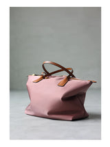 Zipper Tote Bags For Women Nylon With Real Leather Handbag High Quality Single Shoulder Bag