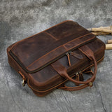 Men Briefcase Genuine Leather Laptop Bag 14 15.6" PC Doctor Lawyer Computer Bag Cowhide Male Briefcase Leather Men Business Bag
