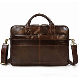 Men Briefcase Genuine Leather Laptop Bag 14 15.6" PC Doctor Lawyer Computer Bag Cowhide Male Briefcase Leather Men Business Bag