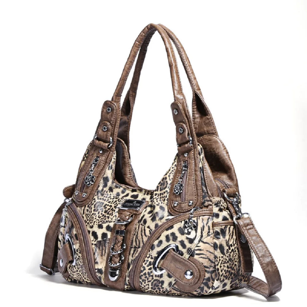 Vintage Bag Women Handbags Brown Leopard Shoulder Bag Top-handle Handbag Fashion Satchel Dumpling Shoulder Bag Tote Hobos