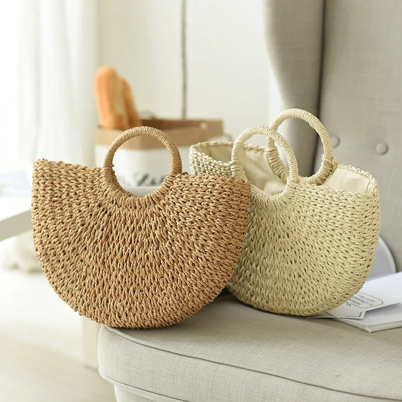 Women's Handmade Straw Tote Bag – Bohemian Beach Weave