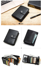 Contact'S Genuine Leather Wallets Women Men Wallet Short Small RFID Blocking Card Holder Wallets Ladies Red Coin Purse