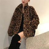 Women's Leopard Print Faux Fur Jacket