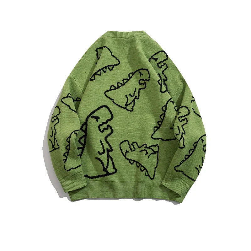 Men’s Harajuku Dinosaur Knitted Sweater
