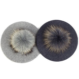 Women's Knit Beret with Oversized Pom Pom | Geebro