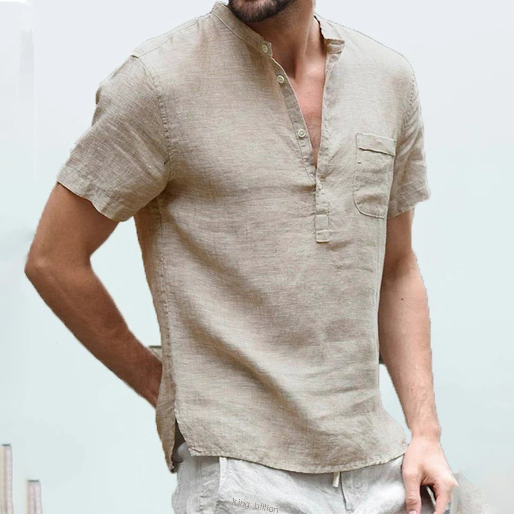 Men's Cotton Linen Short Sleeve T-Shirt