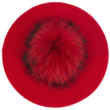 Women's Knit Beret with Oversized Pom Pom | Geebro