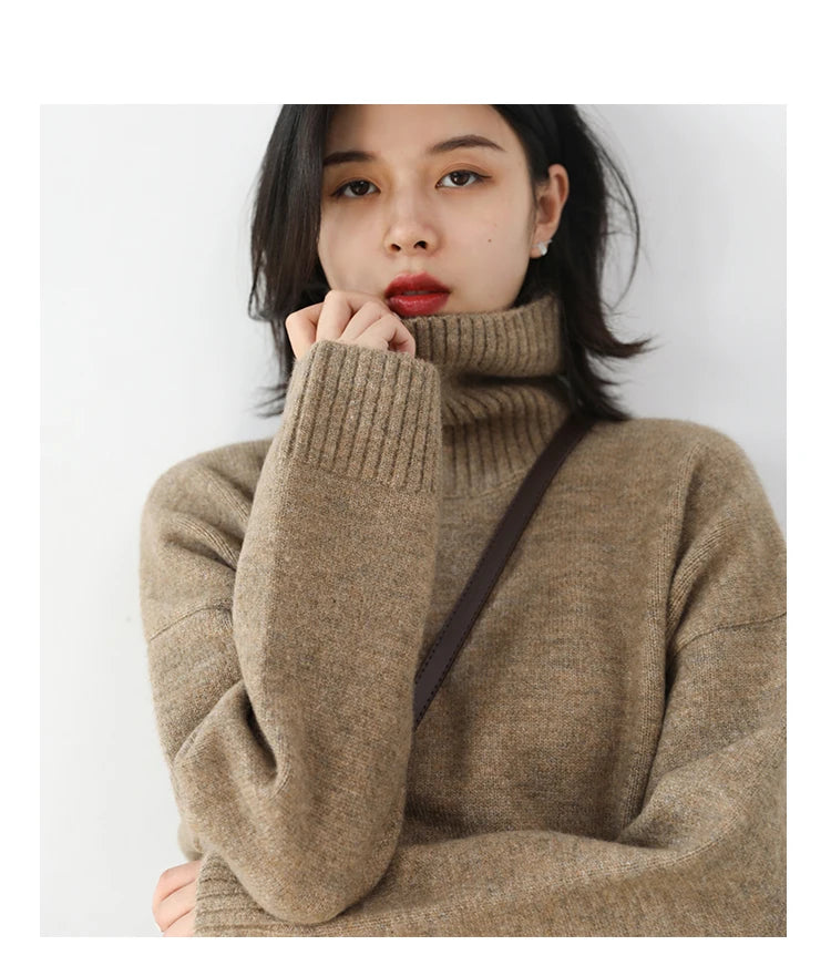 Women's Relaxed Mock Neck Knit Sweater