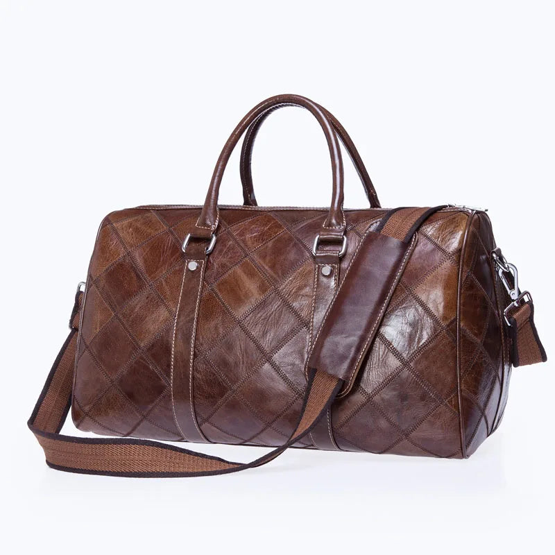 WESTAL Men's Travel Bags Hand Luggage Genuine Leather Duffle Bags Leather Luggage Travel Bag Suitcases Handbags big/Weekend Bag