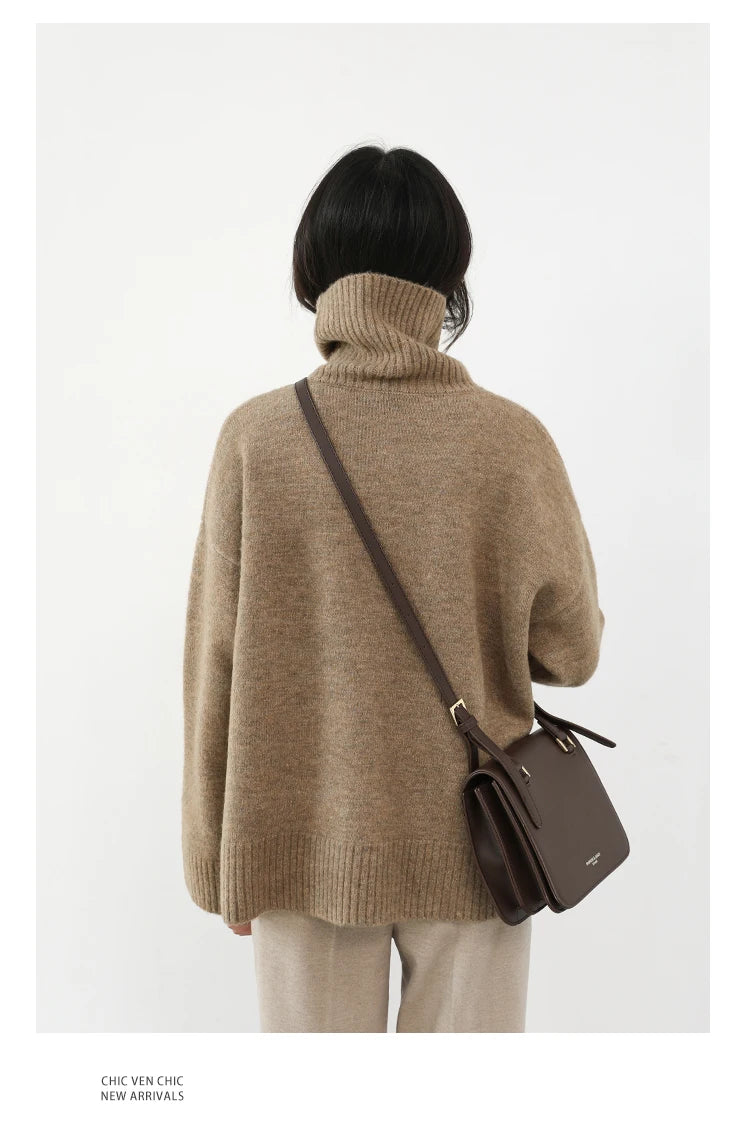 Women's Relaxed Mock Neck Knit Sweater