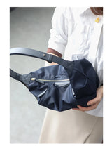 Lightweight Nylon Matching Genuine Leather Crossbody Bag High Quality Single Shoulder Bags Fashion Pleated Messenger Purses