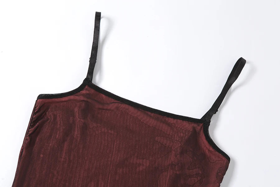 Women's Mesh Double-Layer Halter Bodycon Mini Dress