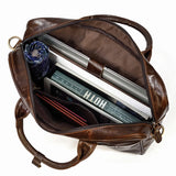Men Briefcase Genuine Leather Laptop Bag 14 15.6" PC Doctor Lawyer Computer Bag Cowhide Male Briefcase Leather Men Business Bag