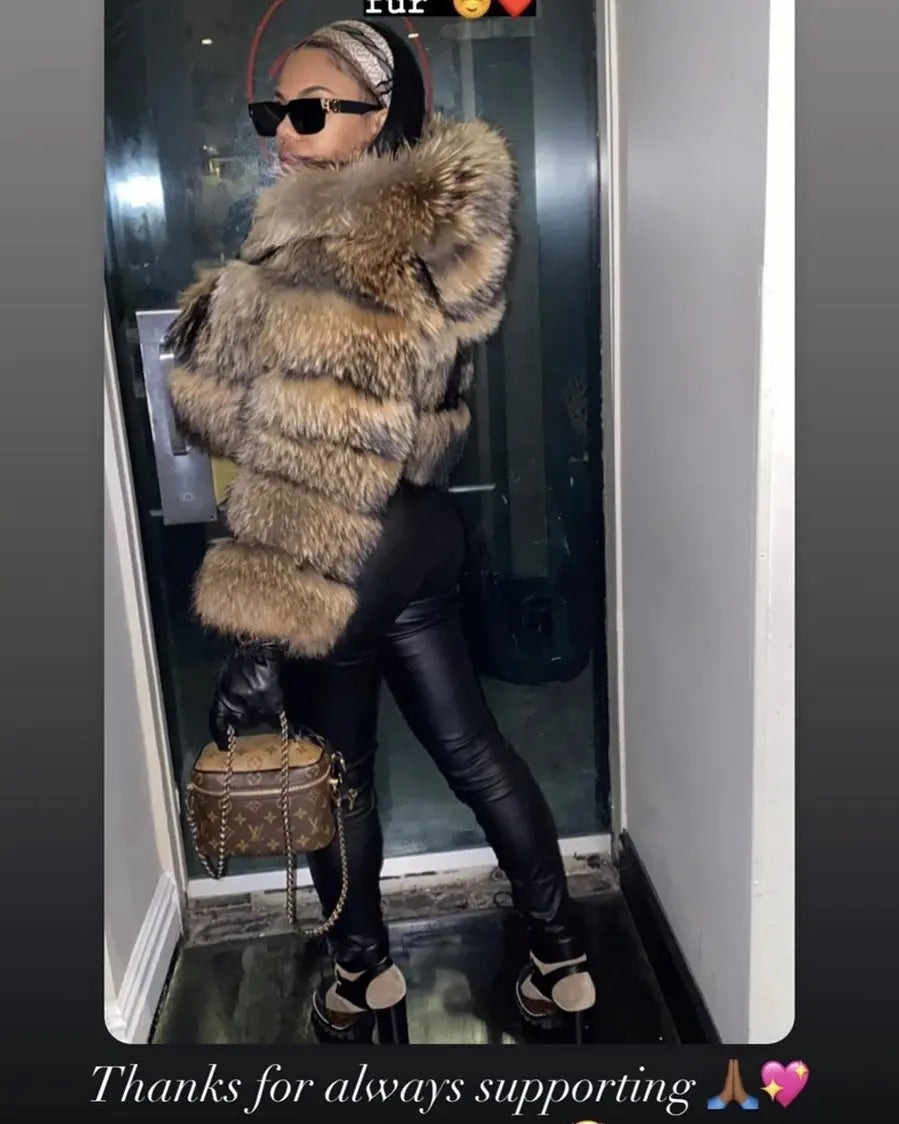 Luxury Women’s Real Raccoon & Fox Fur Jacket | Premium Winter Outerwear