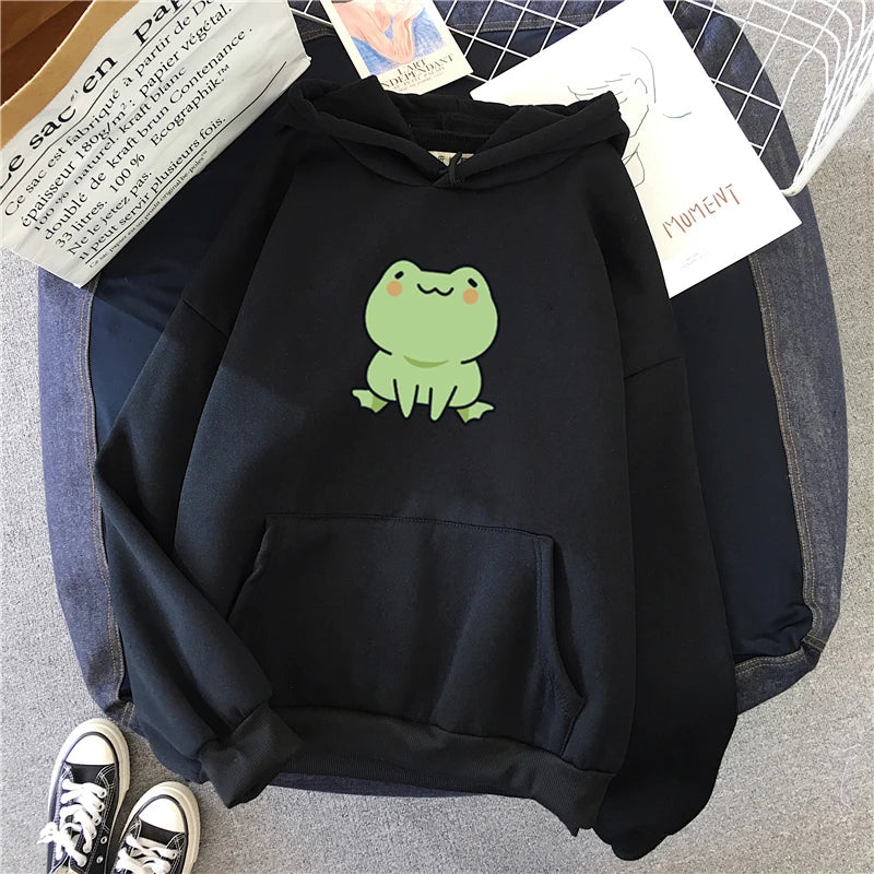 Kawaii Frog Harajuku Fleece Hoodie