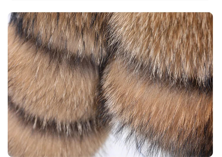 Luxury Women’s Real Raccoon & Fox Fur Jacket | Premium Winter Outerwear