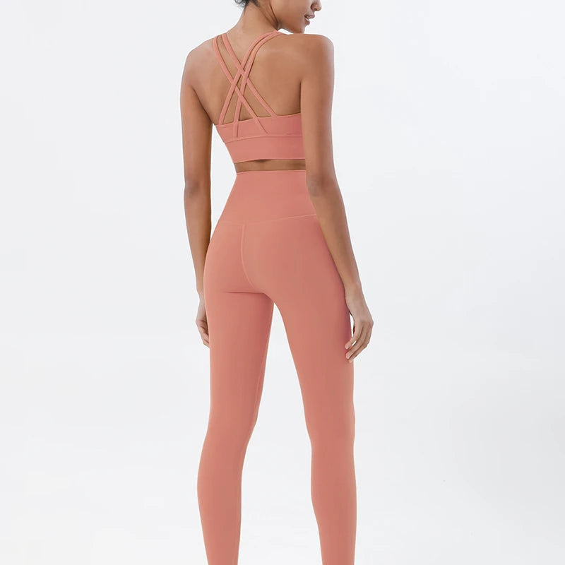 Women's Yoga Set with Sports Bra & High-Waist Leggings