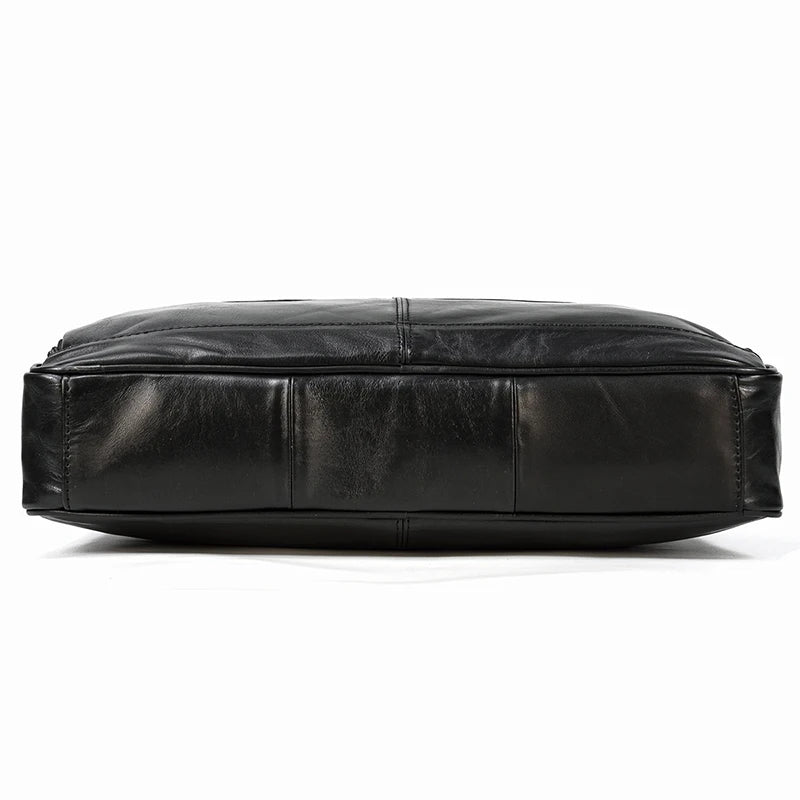 Men Briefcase Genuine Leather Laptop Bag 14 15.6" PC Doctor Lawyer Computer Bag Cowhide Male Briefcase Leather Men Business Bag