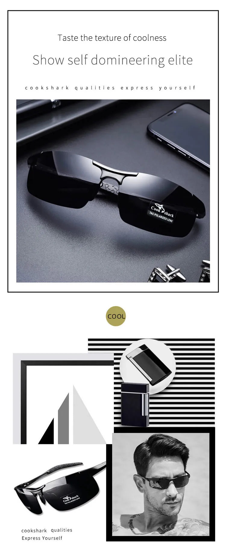 Cook Shark Polarized Aluminium Sunglasses for Men