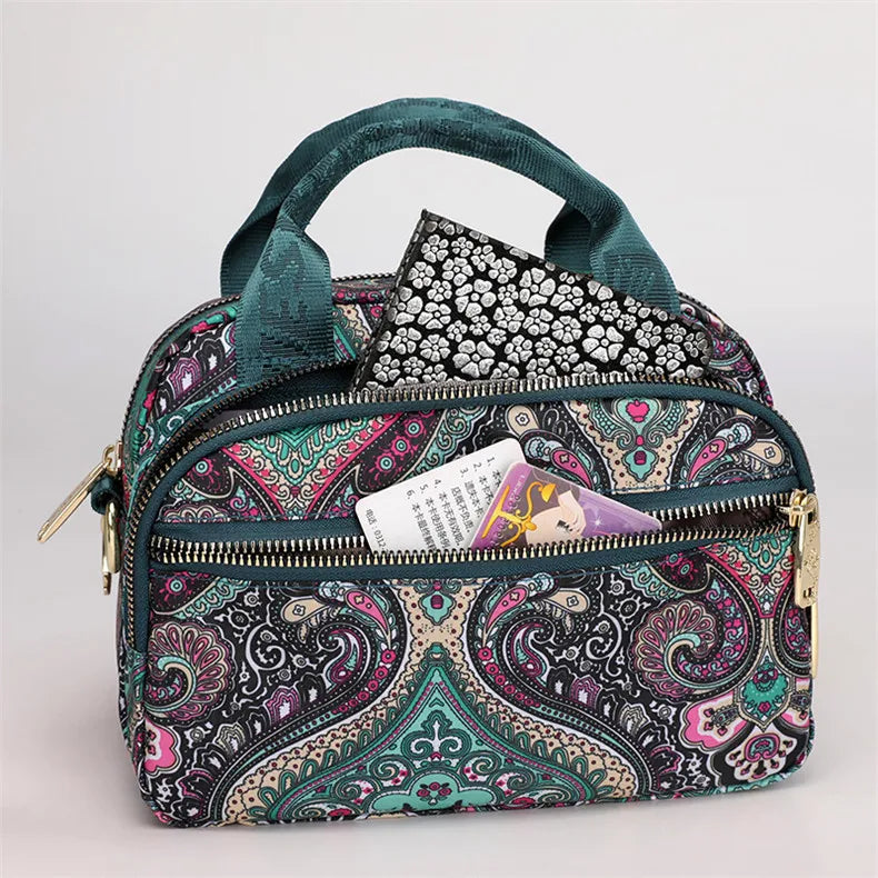 Women's Floral Nylon Crossbody Shoulder Bag