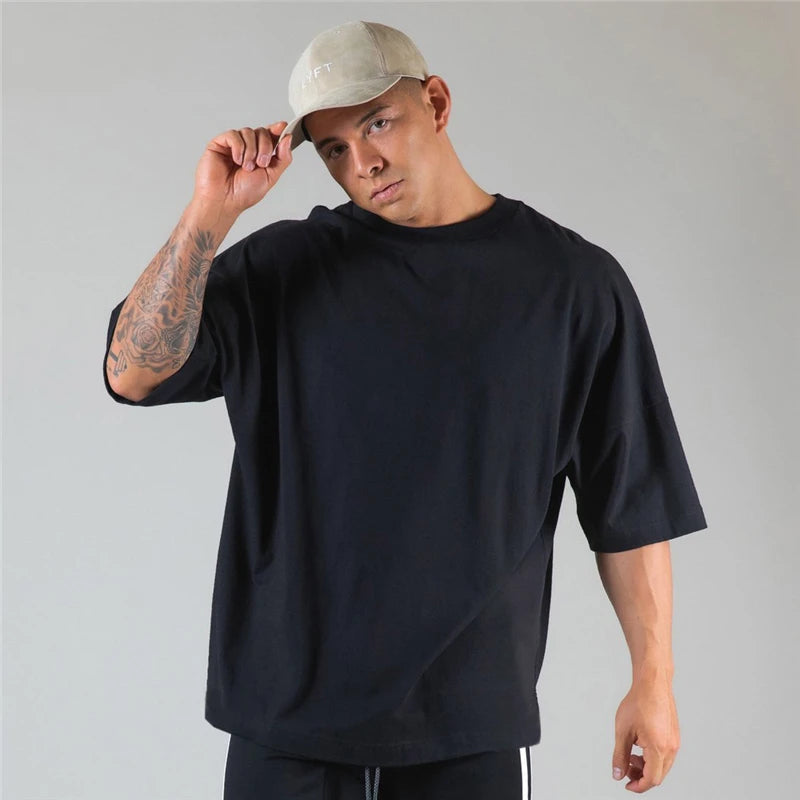 Men's Oversized Cotton Tee – Gym, Street & Everyday Style