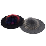 Women's Knit Beret with Oversized Pom Pom | Geebro