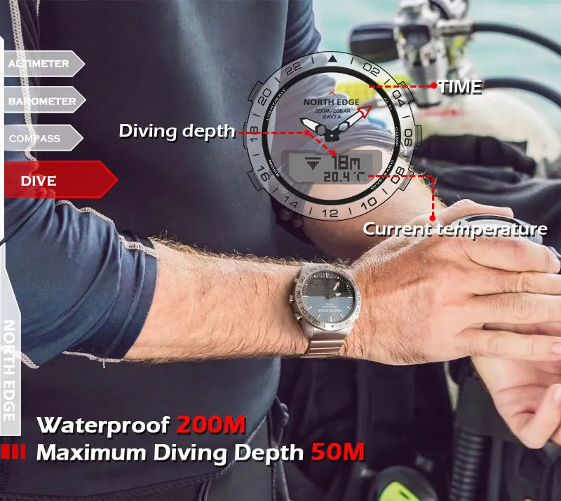 NORTH EDGE Gavia 2 Men's Dive & Adventure Watch