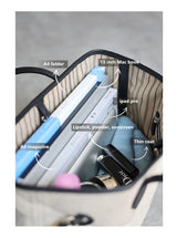 Women's Fashion Shoulder Bag Luxury Designer Handbag Large Capacity Canvas With Genuine Leather Tote For Shopping,Commuting,Work