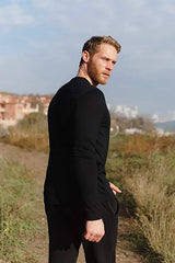 Men's 100% Merino Wool Thermal Long Sleeve T-Shirt Base Layer Breathable Wicking Anti-Odor Underwear for Outdoor Activities
