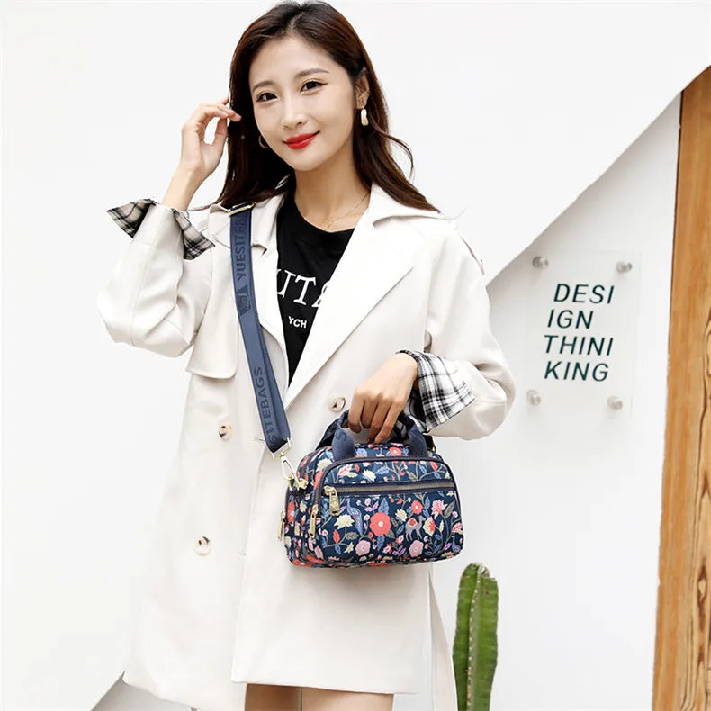 Women's Floral Nylon Crossbody Shoulder Bag