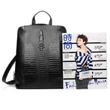 Zency Women's Crocodile Leather Backpack 100% Genuine Natural Travel Work School Bag with Notebook Compartment Laptop Carry-on