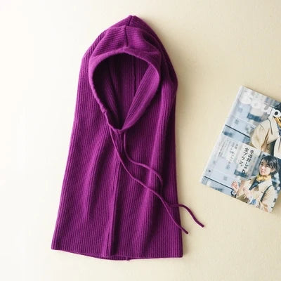 Women's Wool Blend Beanie & Hooded Scarf Set
