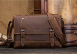 CONTACT'S crazy horse genuine leather men's bag vintage man shoulder bags for laptop messenger bags male bolsa crossbody handbag
